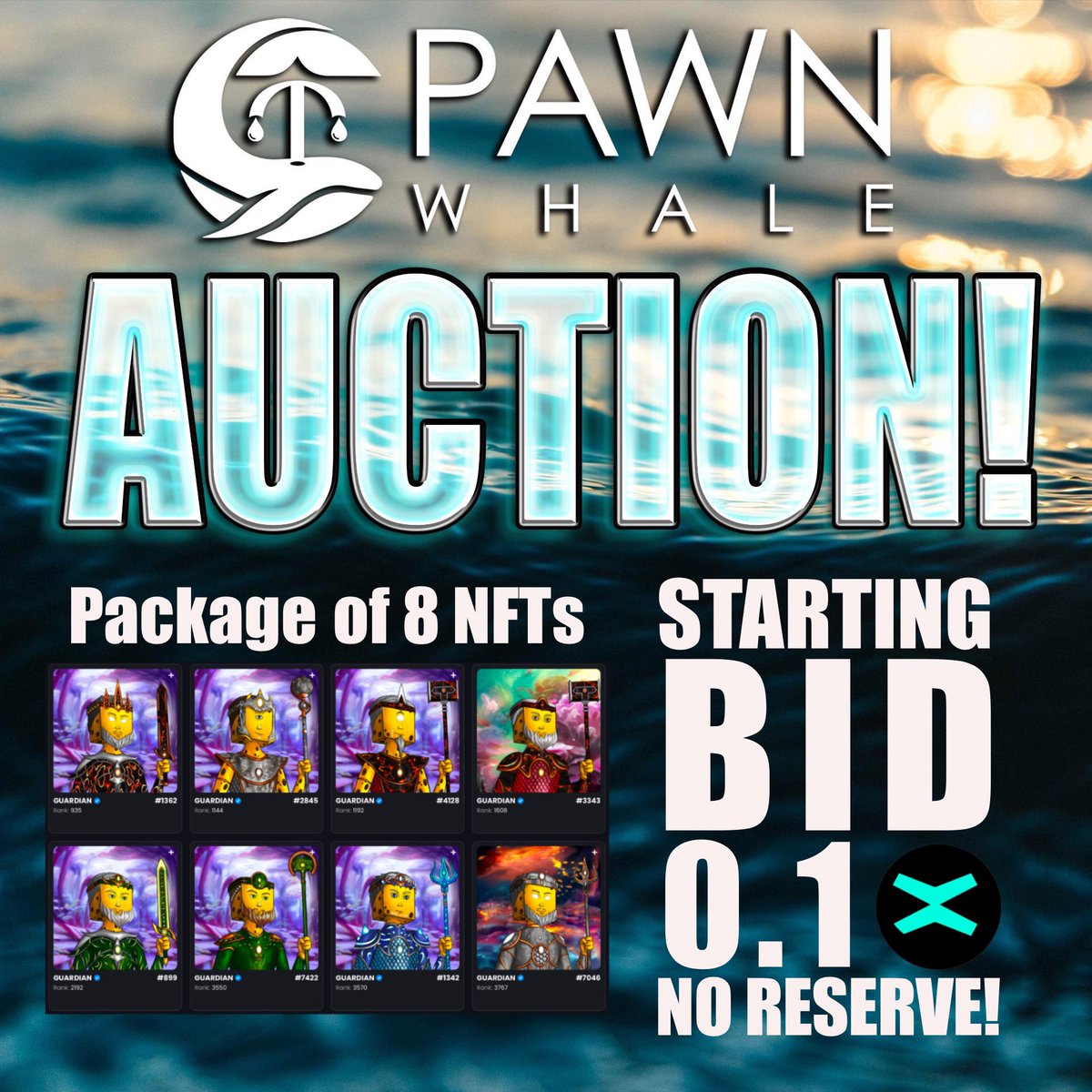 pawn_whale's tweet photo. 🚨 AUCTION IS LIVE 🚨 

The @TheAquaverse bundle auction is now live at https://t.co/hxqis8OSZB

Bid to win a bundle of 8 guardians

The starting bid is 0.1 #EGLD and there’s NO RESERVE

You have 24 hours.  Good luck.  🍀 

@pulsarmoney send 5000 $BONEZ to the first 100 retweets https://t.co/xpbCklZlBN