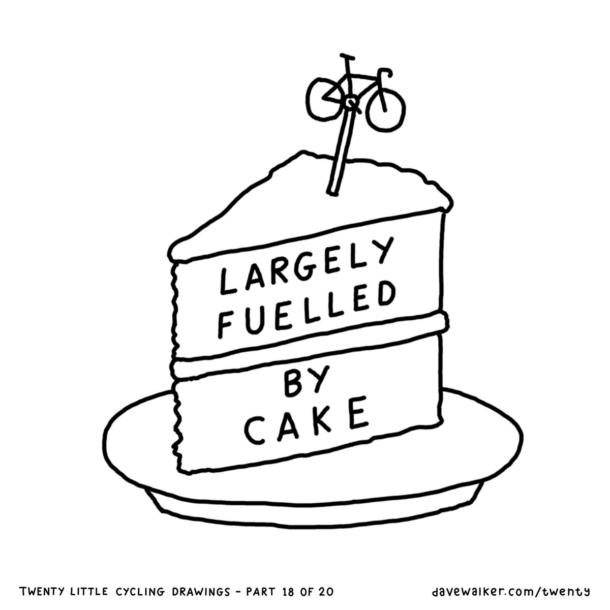 Dave Walker (@davewalker) on Twitter photo Part 18 of 20. Largely fuelled by cake. This design is available as a t-shirt or a tote bag or a sticker (davewalkershop.com/collection/lar…). See all 20 drawings: davewalker.com/twenty/ Part 18 of 20. Largely fuelled by cake. This design is available as a t-shirt or a tote bag or a sticker (davewalkershop.com/collection/lar…). See all 20 drawings: davewalker.com/twenty/