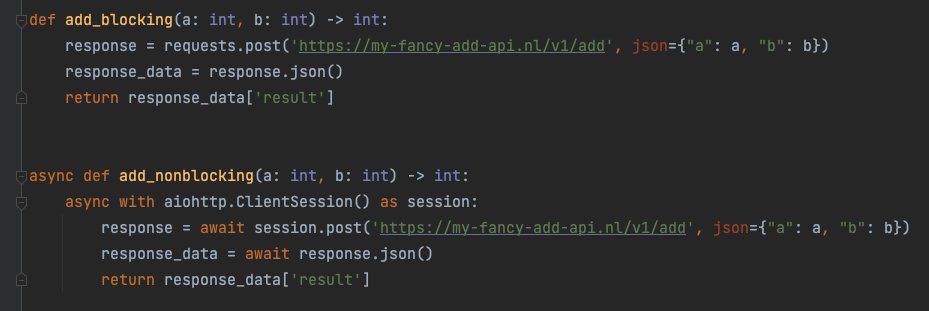nvbn's tweet photo. A bit of a brain dump around functions colors thread 👻

Usually when talking about functions colors everyone mean async and regular (including ones with blocking io) functions.

An obvious example are Python functions defined with `async def` and `def`. https://t.co/ZX6VeR2V1O