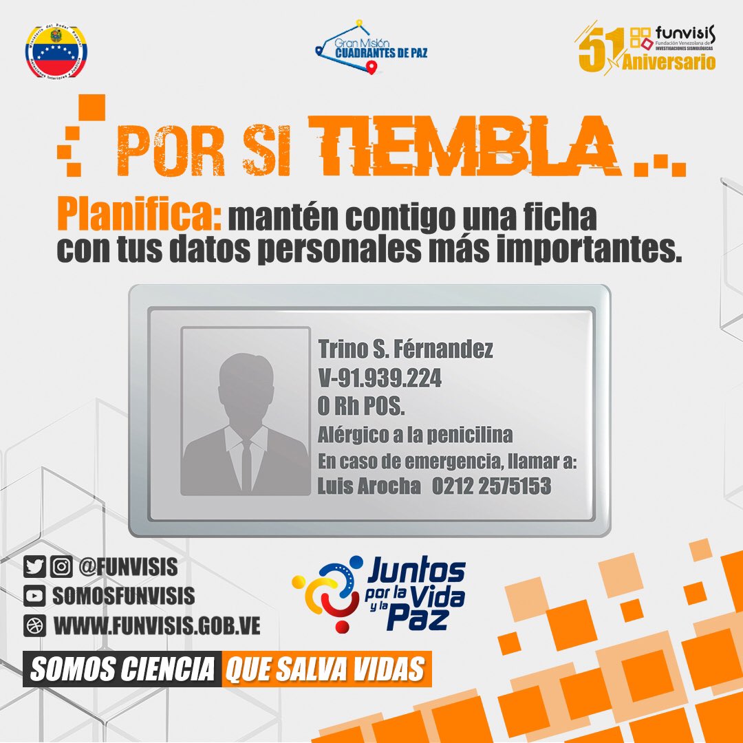 FUNVISIS's tweet photo. La preparación hace la diferencia. No olvides que los #Sismos no se pueden predecir, por ello debes estar siempre alerta.

Te invitamos a conocer nuestra campaña #PorSiTiembla, allí encontrarás qué hacer antes, durante y después de un terremoto.

#VenezuelaEcológica https://t.co/PWwdVva8Mh