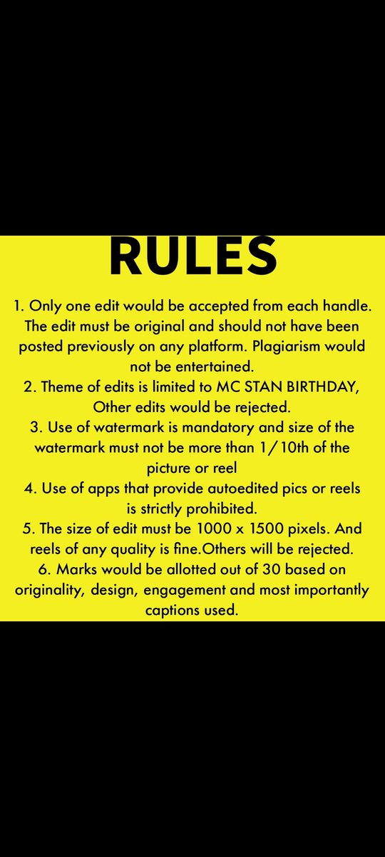 Ramacha43533864's tweet photo. EDIT COMPETITION ALERT

🔥This competition is open to all.
🔥 Group of 3 people as judge.
🔥 Rules are mentioned in pics. 
🔥 Any Query, Comment down. 
🔥 Top 3 winners of poster making &amp;
Reels will get some attractive cash Prizes or merchandise.
#MCStan @MCStanOfficial https://t.co/8HIZwT1xH3