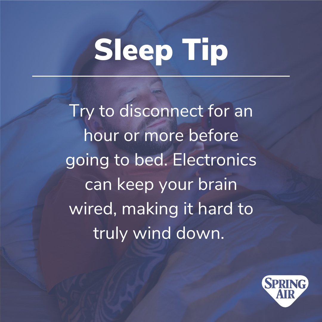 SpringAirCanada's tweet image. Ready for a good night’s sleep? Disconnecting from electronics before bed is the key to winding down and relaxing.

.
.
#sleepwelltonight #mattresses #sleepbetter #springair #restwell #mattressshoping #mattresssale #sleepsupport #mattressinabox #memoryfoam #bedroomfurniture