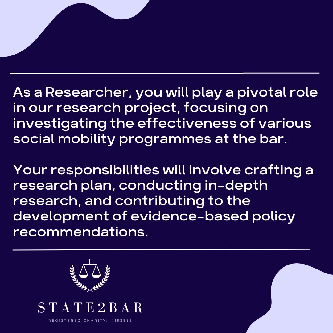 State2Bar's tweet image. More information on a role we're recruiting for - Researchers!

Note: Don't worry if you don't have experience with data analysis - we provide free training to all of our volunteers!

#recruitment #socialmobility #researchers