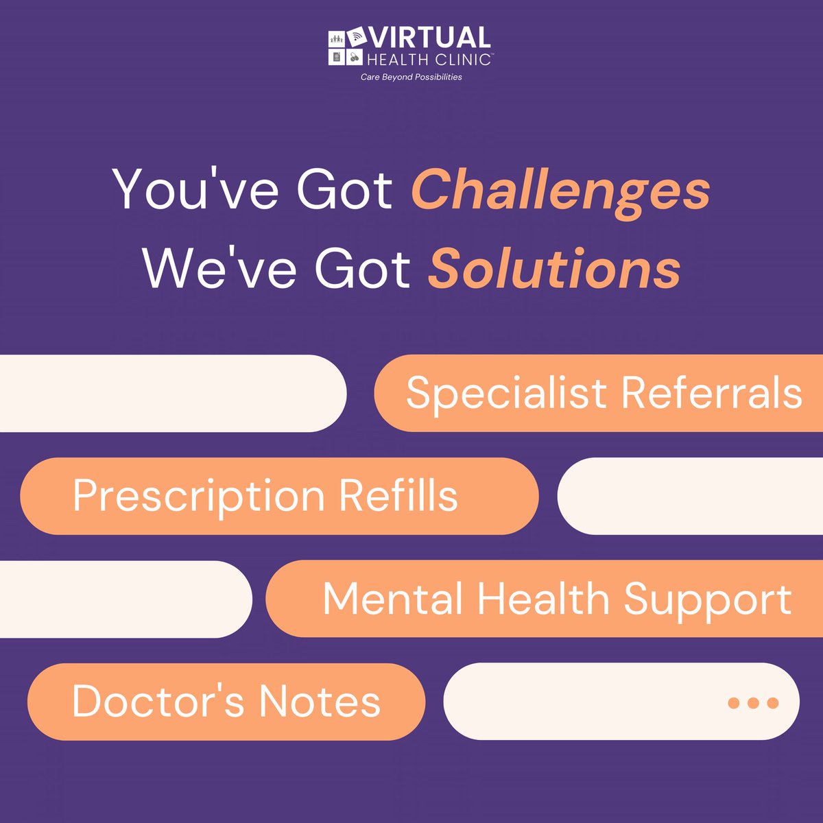 MyVirtualCare's tweet photo. A variety of solutions for you when faced with some of your biggest challenges!
Book your appointment online or by phone.

844-222-7022
https://t.co/ylv0XoZOil

#ontario #canada #telehealth #virtualcare #virtualdoctors #familydoctors #healthcare #mississauga #burlington #toronto https://t.co/hAvz5LvW1S