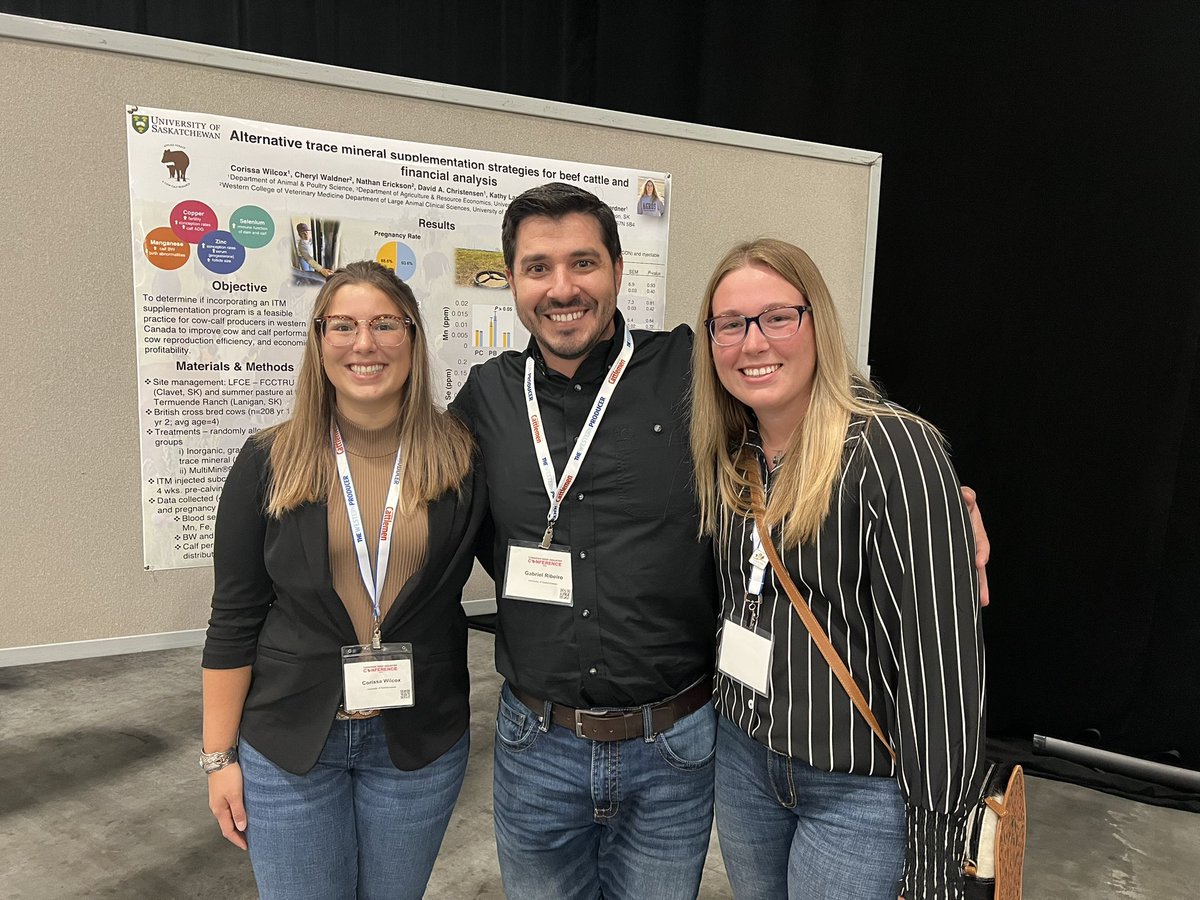 Gabriel Ribeiro (@ribeirolabusask) on Twitter photo We had a great week at the <a href="/CDNBeefConf/">CDNBeef Conference</a> in Calgary! Super proud of <a href="/ShelbyRobinson_/">Shelby Robinson</a>
and <a href="/WilcoxCorissa/">Corissa Wilcox</a> from <a href="/DrBart_Beef/">Dr Bart Lardner 🇨🇦</a> group for taking 1st and 3rd place at poster competition. <a href="/agbiousask/">USask AgBio</a> #Beef #Cattle We had a great week at the <a href="/CDNBeefConf/">CDNBeef Conference</a> in Calgary! Super proud of <a href="/ShelbyRobinson_/">Shelby Robinson</a>
and <a href="/WilcoxCorissa/">Corissa Wilcox</a> from <a href="/DrBart_Beef/">Dr Bart Lardner 🇨🇦</a> group for taking 1st and 3rd place at poster competition. <a href="/agbiousask/">USask AgBio</a> #Beef #Cattle