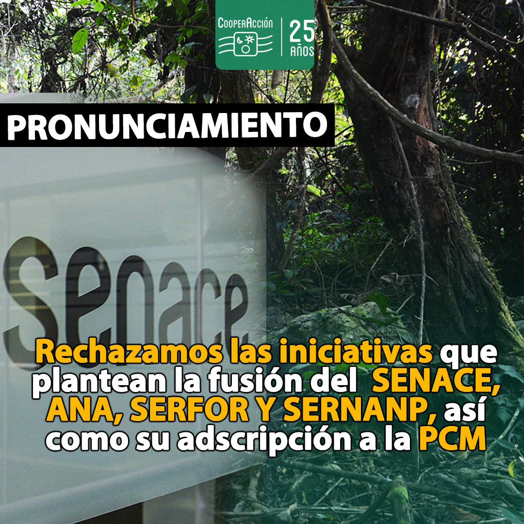 🚨⚠ #PRONUNCIAMIENTO
Compartimos el pronunciamiento de diversas asociaciones de sociedad civil en rechazo a las iniciativas que plantean la fusión del <a href="/SenacePeru/">Senace</a>, <a href="/ANAPeru/">Autoridad Nacional del Agua</a>,  <a href="/SerforPeru/">Serfor Perú</a>  y <a href="/SERNANP/">SERNANP</a>, así como su adscripción a la #PCM. 

⏩Lee más: bit.ly/44aPRVf