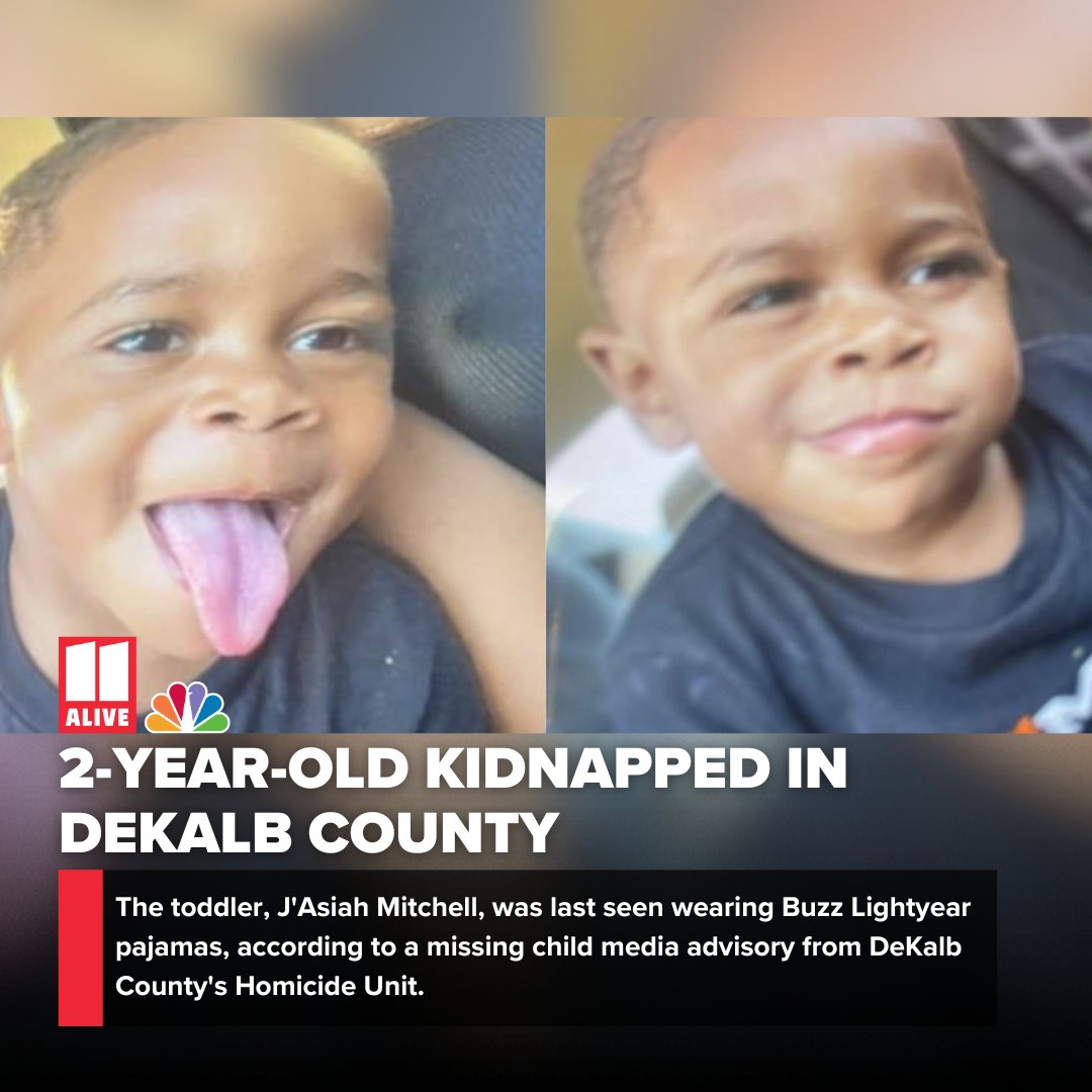 11AliveNews's tweet photo. Police are asking the public to aid in the search for the 2-year-old and said to contact 911 or 770-724-7850 if he's seen or if any other information could be proved. #11Alive #AmberAlert #DekalbCo #JasiahMitchell
https://t.co/pXwrhHHvu1 https://t.co/v4BmaVH541