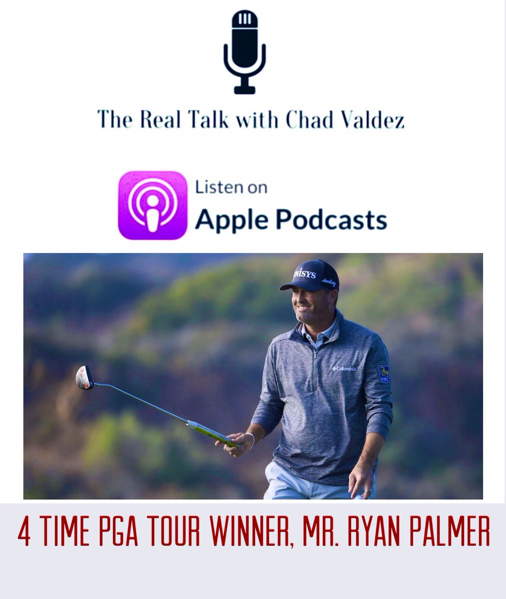 Latest 🎙️is able to tune into. One on one with 4 time winner on the @PGATOUR, PGA Tour Player Ryan Palmer. This was a real treat. Really appreciated Ryan and giving a window of his time to talk golf, life & sports. Take a listen on @ApplePodcasts. Thank you @RyanPalmerPGA 👍🏽