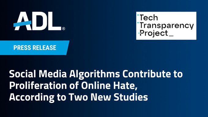 A pair of new studies from <a href="/ADL/">ADL</a>’s Center for Tech &amp; Society and <a href="/TTP_updates/">Tech Transparency Project</a> shows how some of the biggest social media platforms and search engines at times directly contribute to the proliferation of online antisemitism, hate and extremism. adl.org/resources/pres…