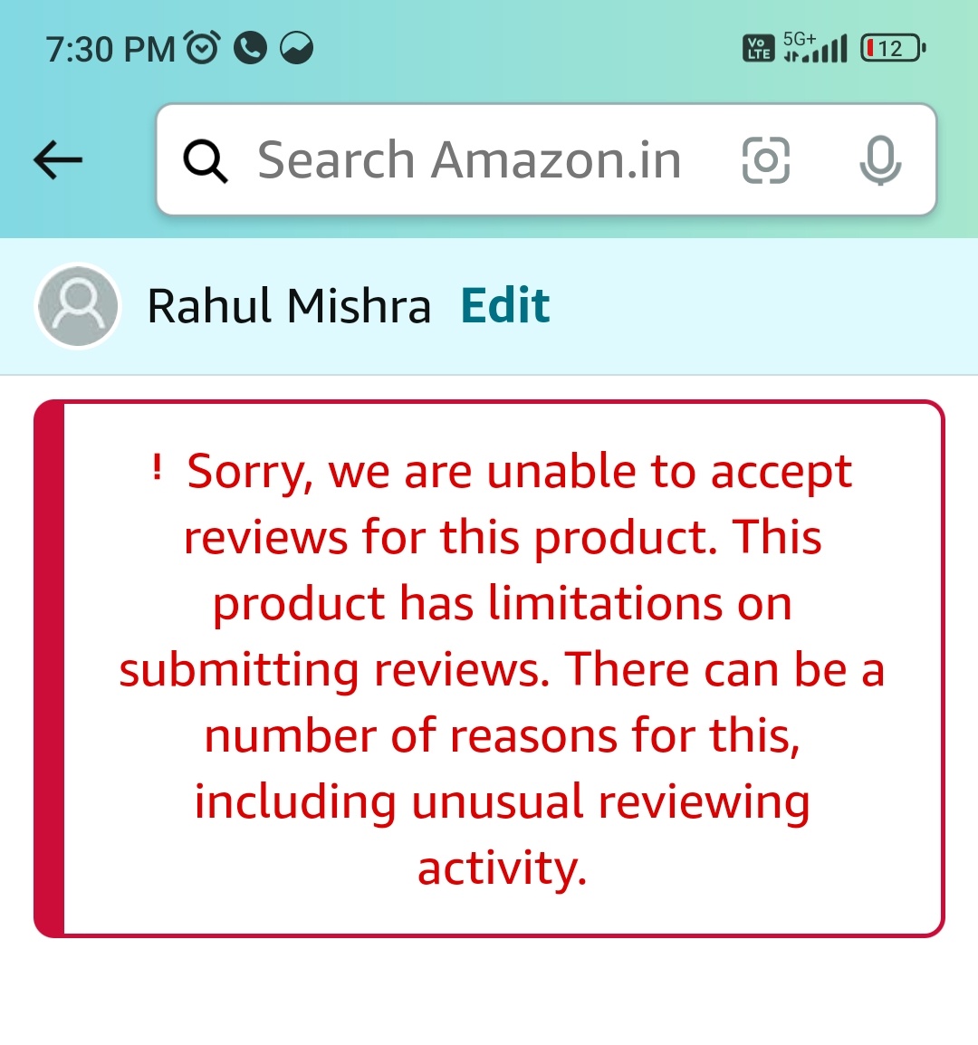 rahulmishra551's tweet image. Disappointed with @AmazonCustomerService! Received the wrong product and now they&apos;re denying a refund, claiming I sent the wrong item back? 😡 Unacceptable! I have the order details and photos to prove it. #CustomerServiceFail #AmazonIssues
also not allowing me to write review