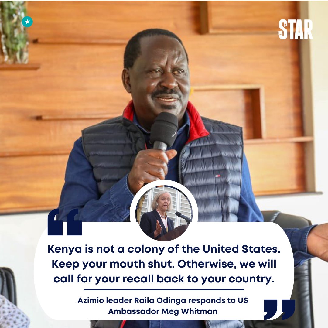 TheStarKenya's tweet image. Azimio leader Raila Odinga has fired back at US Ambassador Meg Whitman over her remarks on the August 2022 elections.

Speaking at the Devolution conference, Raila said Whitman should keep off Kenyan affairs.
#starkenyanews