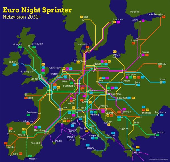 🚆🌙

A night train from Berlin to Rome? –  What a dream ✨

In which European city would you like to wake up? 

Have a look at this proposed night train map for Europe👇👇
