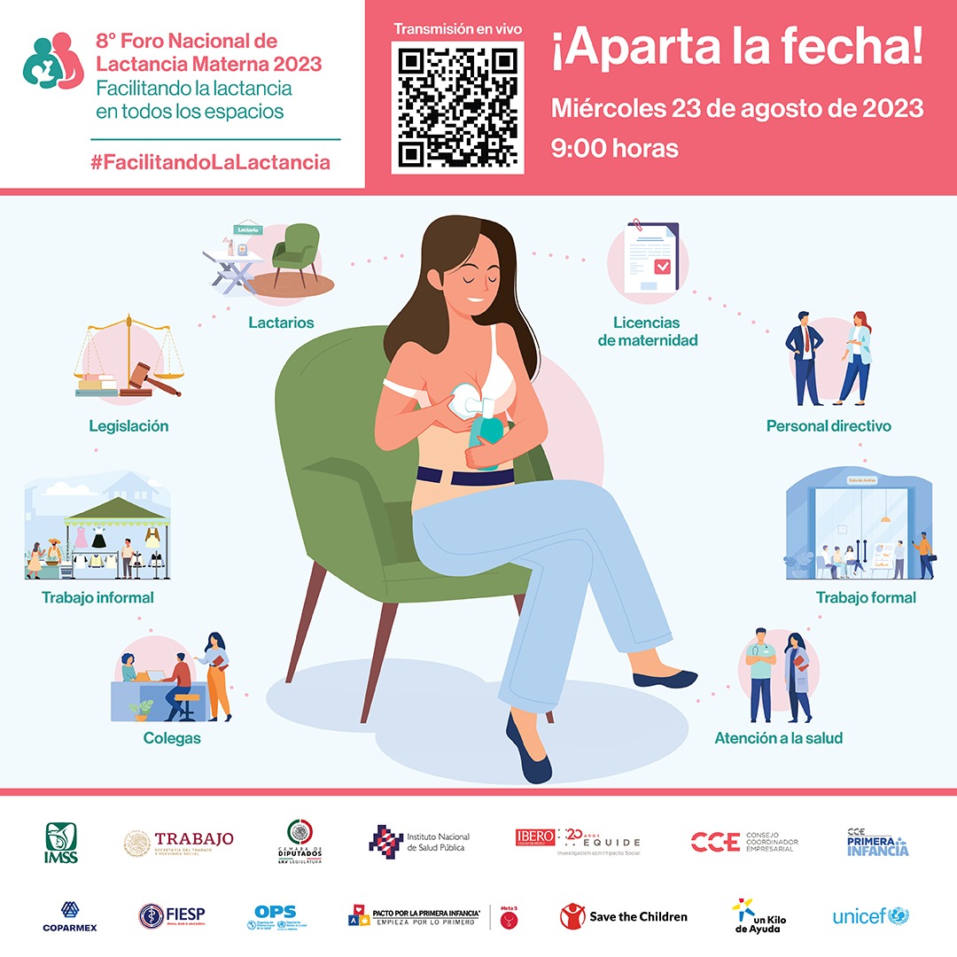Te invitamos a seguir la *transmisión en vivo del 8° Foro Nacional de Lactancia Materna.

“Facilitando la lactancia en todos los espacios”

Acompáñanos vía streaming el miércoles 23 de agosto, a las 9:00 h. en:
pactoprimerainfancia.org.mx/8fnlm/