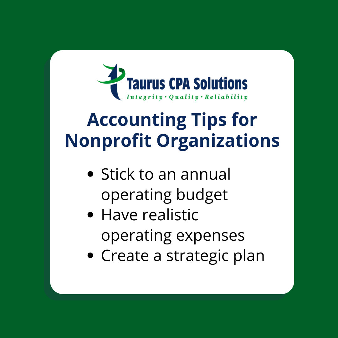 Check out these accounting tips for nonprofit organizations on national nonprofit day!

#NonprofitAccounting #FinancialManagement #BestPractices #TransparencyMatters #FundraisingSuccess #ImpactMeasurement #BudgetPlanning #GrantManagement #DonorRelations #FinancialStewardship