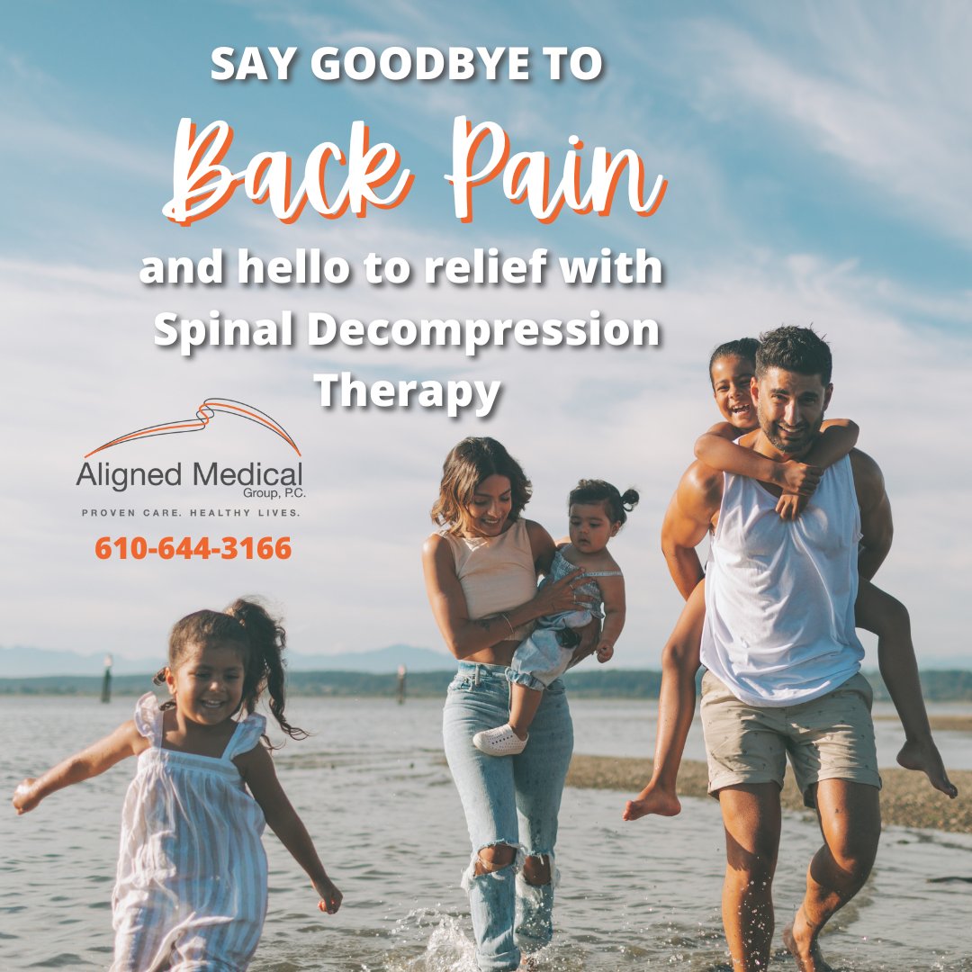 Aligned_Medical's tweet image. Make an appointment for #SpinalDecompressionTherapy at Aligned Medical Group and experience a #NonSurgical #NonInvasive treatment option that reduces pressure on the spine and promotes natural healing. Contact Aligned Medical Group to schedule a consultation! #BackPainRelief