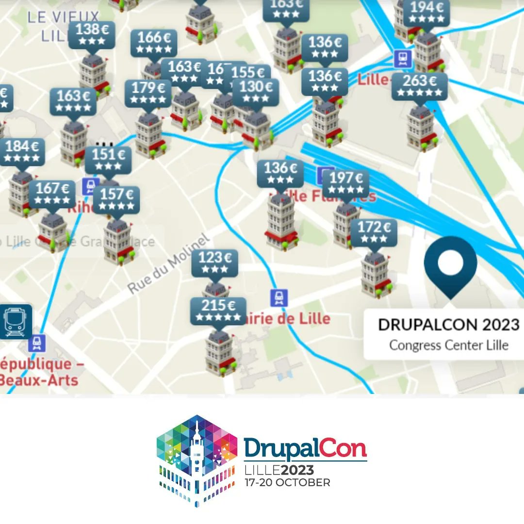 🛏️ Do you already have a place to stay during #DrupalLille2023? 
Easily book your stay via our official portal: events.drupal.org/lille2023/acco…. Grab the opportunity to stay at the nearest hotels to the Lille Grand Palais.
