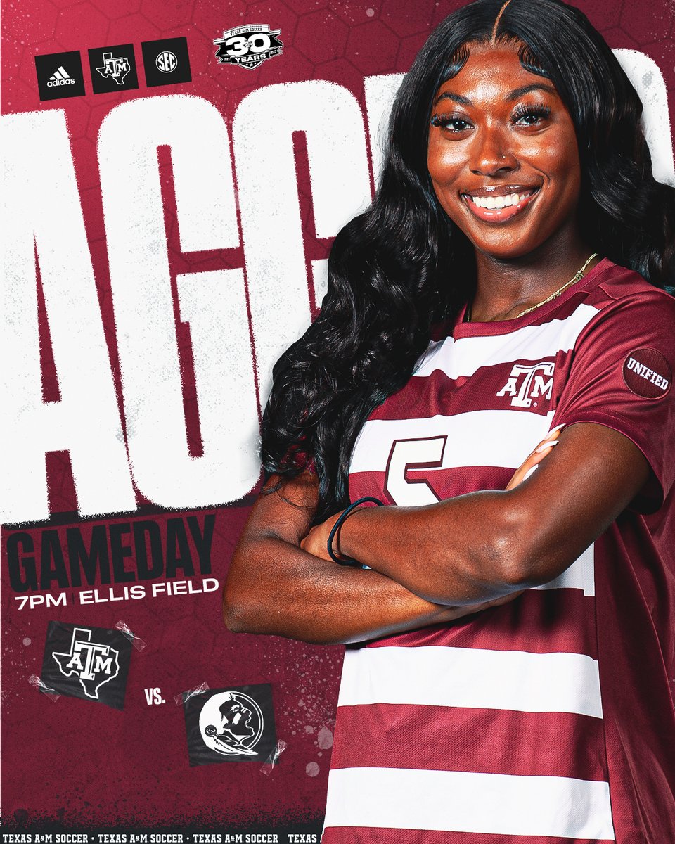 AggieSoccer's tweet photo. IT'S MATCH DAY‼️

The home opener on Ellis Field.
The 30th season of Aggie Soccer.

vs Florida State at 7 p.m.
📺 SEC Network
🔗 https://t.co/QLuHLRbDwG

#GigEm | 👍 https://t.co/FcyJMrRM3Z