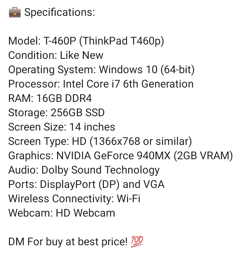 drgopalsolanki's tweet photo. 🎉 LAPTOP SELL OFFERS 🎉
Very low price available
DM for buy 💯
#TechDeal #HighPerformance #PortablePower #LaptopLife #SleekDesign #ThinkPadT460p #NVIDIA #Windows10 #Productivity #HDWebcam #WiFi #DolbySound #laptop #tech https://t.co/WuJcjOuBKZ