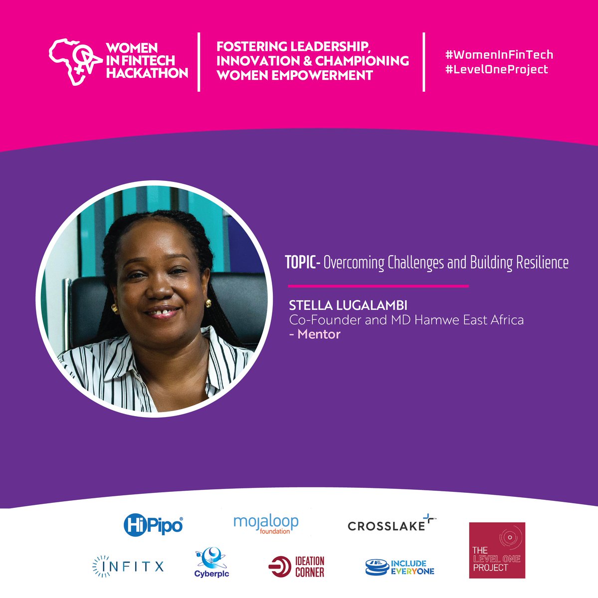 hipipo's tweet photo. Stella Lugalambi, Co-founder and Managing Director of @HamweEastAfrica is currently providing mentorship to participants of the #WomenInFinTech hackathon. Her session focuses on "Overcoming Challenges and Building Resilience."

#LevelOneProject https://t.co/aGAGBh2ZLx