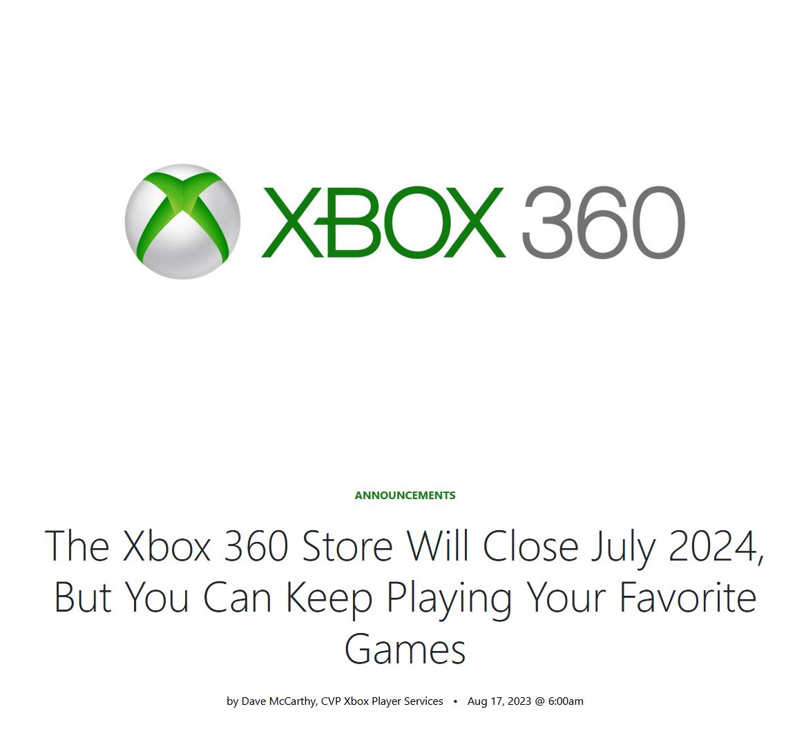 The Xbox 360 store won't be closing down, despite what an Xbox support page  says - The Verge