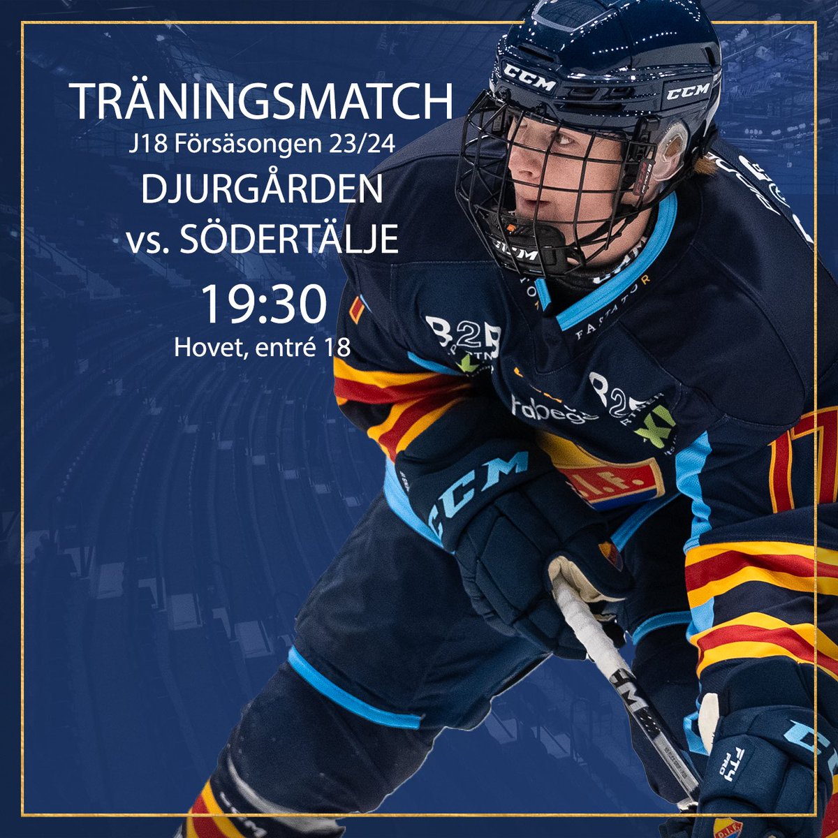 Hovet ikväll igen 💛❤️💙
Ikväll möter <a href="/DIFHockeyse/">Djurgården Hockey</a> J18 Södertälje. Gratis entré.
