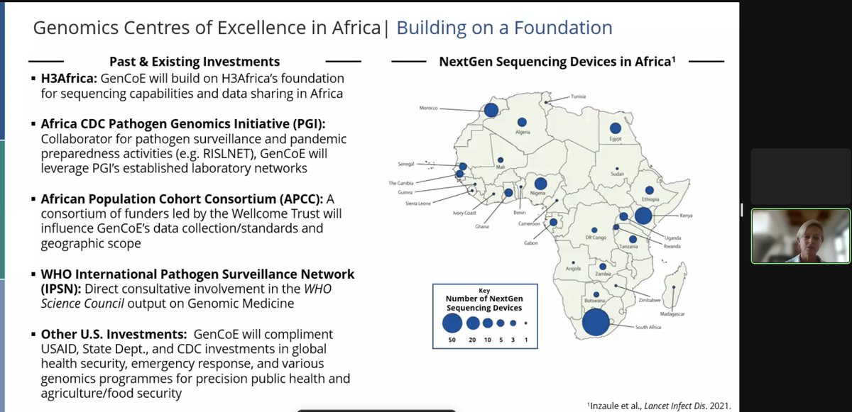 Sharing more insights on to the @AfricaPGI  and @H3Africa activities in strengthen NPHIs on #genomics sequencing and #bioinformatics and building capacity as well as moving forward to develop and further strengthen the capacity in the continent by Professor @Nicky_Mulder