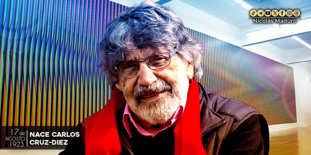 NicolasMaduro's tweet photo. El mundo del arte conmemora el centenario del nacimiento de Carlos Cruz-Diez, referencia universal del arte contemporáneo, reconocido por su investigación del cinetismo y las experiencias ópticas, varias de sus obras son exhibidas en espacios públicos de nuestra ciudad capital y en diversas ciudades del mundo.