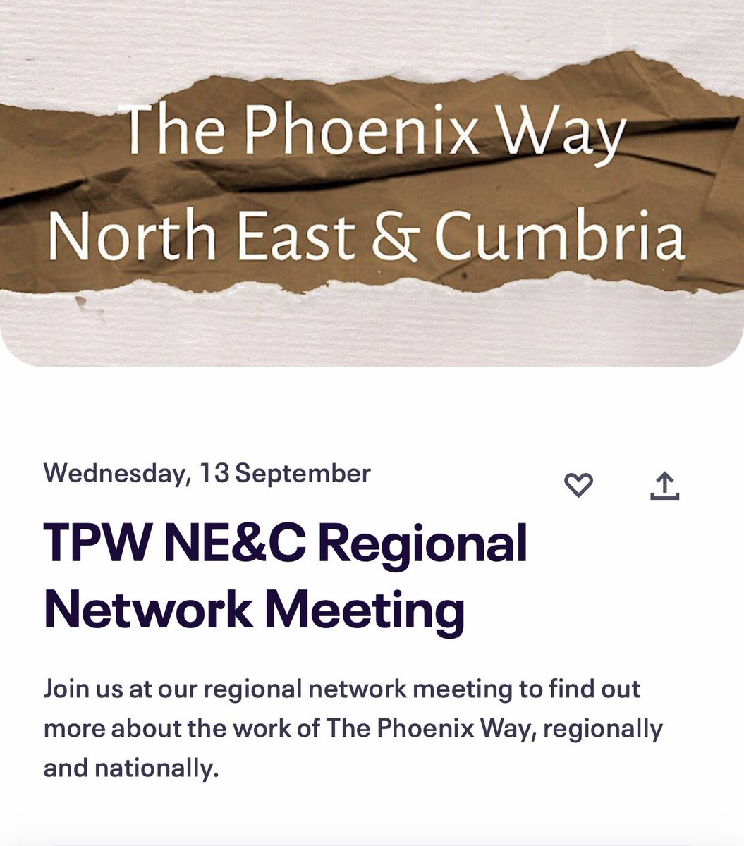 tpwnec's tweet photo. You are invited!
Curious about what we do? Join us at our regional meeting to learn all about our work. This is also a great opportunity to network!
Register ๐๐พ https://t.co/u5Huun1WJF
#ThePhoenixWayNorthEastAndCumbria #TPWNEC #NorthEast #Cumbria https://t.co/IUdjVyhpAA