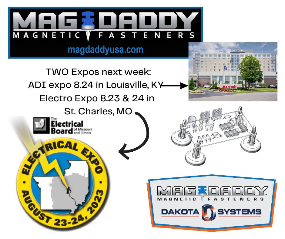 magdaddyusa's tweet photo. Mag Daddy is busy!!  Two more Expos next week! Stop by for a sample of our super strong, super cool magnets!!  #magdaddyusa.com #dakotasystemsusa.com https://t.co/VlUXNDYjvk