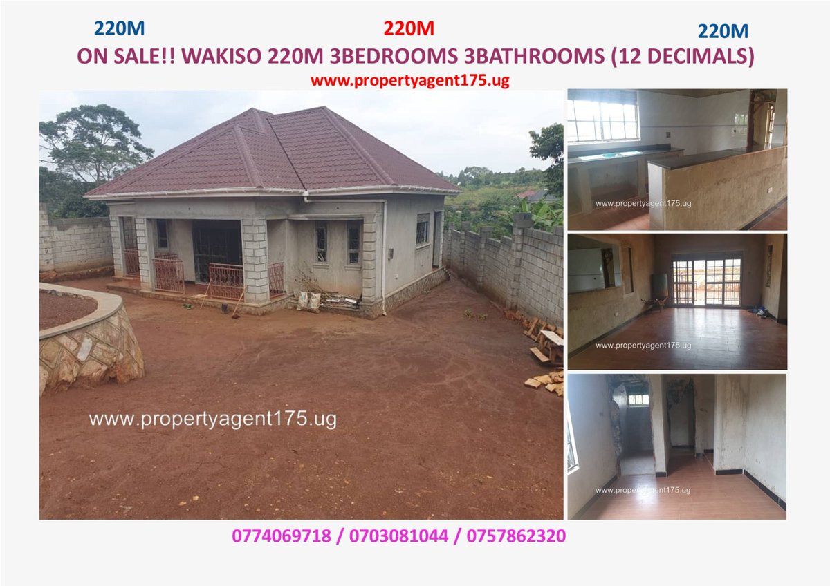 propagent175's tweet photo. For Sale!! #houses
Location: Wakiso     
Price: 220M 3Bedrooms 3Bathrooms       #HouseHunters #Houseforrent #realestateuganda #realestateagent #propertyAgents #affordableproperties
        
Contact: 0757862320 /0703081044
https://t.co/f90xpaQBie https://t.co/EbZwetloNg