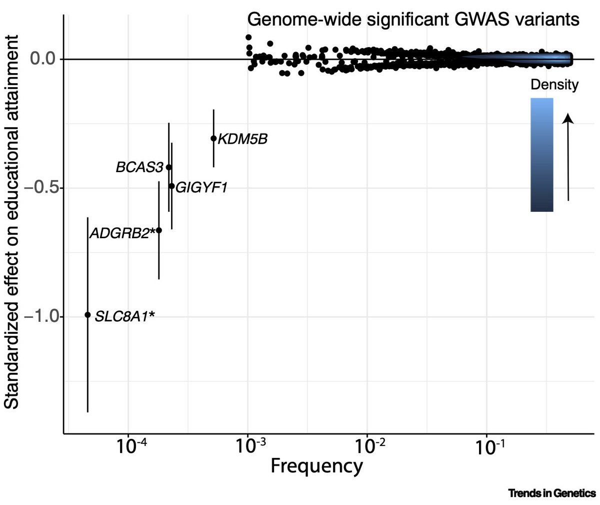 Alex Strudwick Young (@alextisyoung) on Twitter photo In <a href="/TrendsGenetics/">Trends in Genetics</a> today, <a href="/hilsomartin/">Hilary Martin</a> and I deliver a spotlight (sciencedirect.com/science/articl…) on the recent exome-wide association study of education and cognitive ability. Our concluding paragraph states:
The study by Chen et al. provides a compelling rebuke to those who have In <a href="/TrendsGenetics/">Trends in Genetics</a> today, <a href="/hilsomartin/">Hilary Martin</a> and I deliver a spotlight (sciencedirect.com/science/articl…) on the recent exome-wide association study of education and cognitive ability. Our concluding paragraph states:
The study by Chen et al. provides a compelling rebuke to those who have