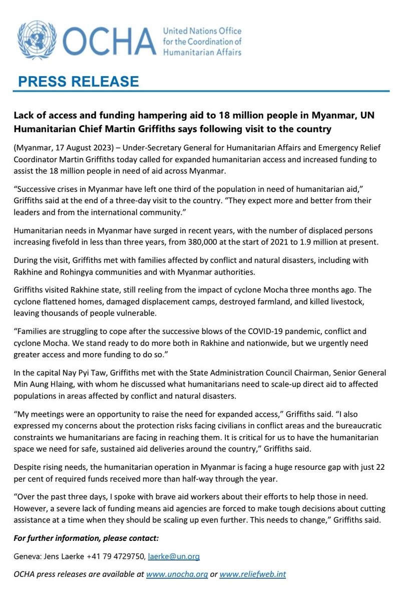 Pierre Peron (@pierre_peron) on Twitter photo “Successive crises in Myanmar have left one third of the population in need of humanitarian aid.
They expect more and better from their leaders and from the international community.”
<a href="/UNReliefChief/">Tom Fletcher</a> <a href="/ochamyanmar/">OCHA Myanmar</a> <a href="/UN_News_Centre/">UN News</a> “Successive crises in Myanmar have left one third of the population in need of humanitarian aid.
They expect more and better from their leaders and from the international community.”
<a href="/UNReliefChief/">Tom Fletcher</a> <a href="/ochamyanmar/">OCHA Myanmar</a> <a href="/UN_News_Centre/">UN News</a>