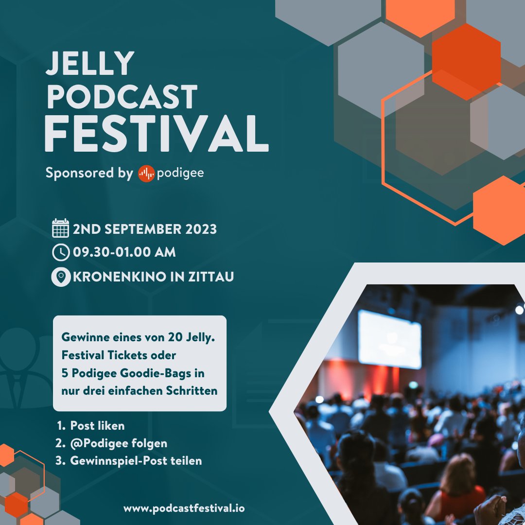 Macht euch bereit für ein unglaubliches Erlebnis beim allerersten Jelly Podcast Festival am 2. September 2023 im Kronenkino in Zittau! 🎊

➡️Sichere dir jetzt deinen Platz auf hubs.ly/Q01_jk7Q0 und nimm an Live-Workshops und spannenden Diskussionen. Verpasse es nicht!