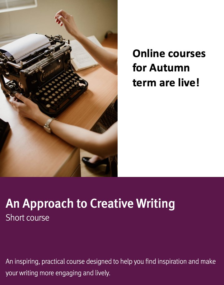 It's such a joy to teach 'An Approach to Creative Writing' at @CityUniLondon. Our courses for the Autumn term, with starting dates in September or October are live! Hope to see you there x #amwriting #BackToSchool city.ac.uk/prospective-st… @EmilyJPedder