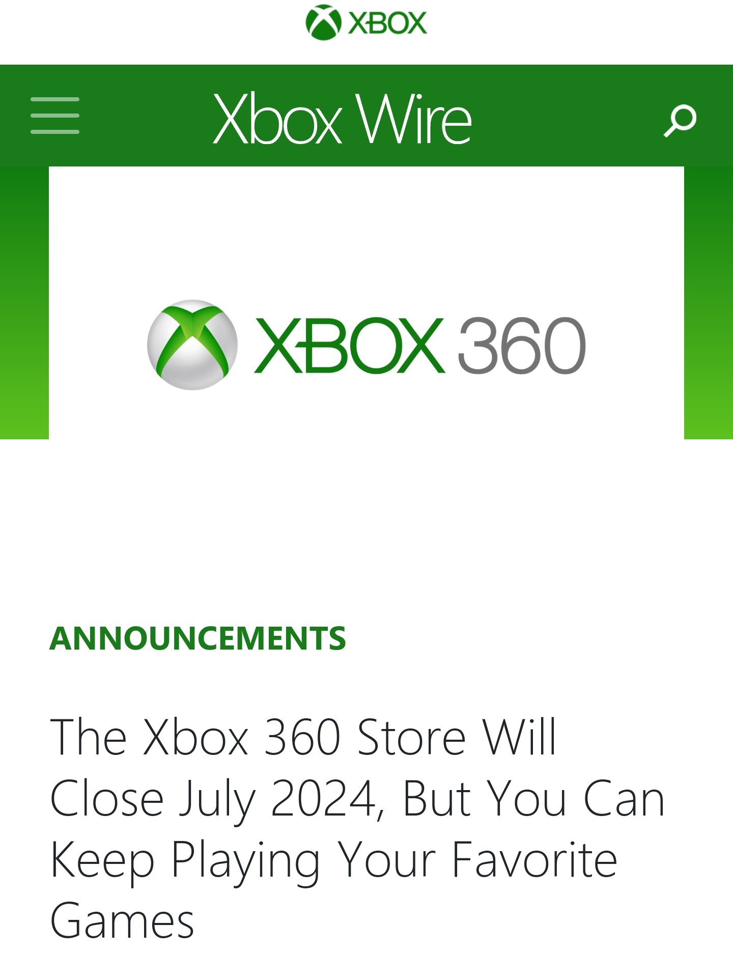 The Xbox 360 store will close in July 2024