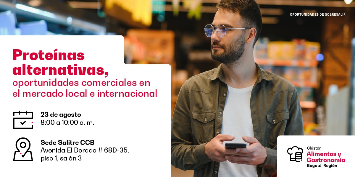 🌱🌍 Descubre el futuro de las proteínas alternativas en este encuentro. Únete a los pioneros de la innovación sostenible y explora oportunidades comerciales locales e internacionales. 🗓️23 de agosto. ⏰8:00 a 10:00 a. m. 📍Sede Salitre. Asegura tu cupo 👉tinyurl.com/yh2zdw76