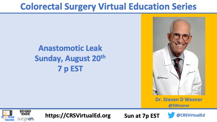 CRSVirtualEd (@crsvirtualed) on Twitter photo Join us this for a discussion on the always-hot topic of anastomotic leak in colorectal surgery by Dr. Steven D. Wexner on Sunday 20th at 7pm EST.
<a href="/ASCRS_1/">ASCRS_1</a>
<a href="/SAGES_Updates/">SAGES is in Tampa in 2026!</a>
<a href="/surgeonapp1/">SurgeOn</a>
<a href="/SWexner/">Steven D Wexner MD, PhD</a>
<a href="/CleveClinicFL/">Cleveland Clinic Florida</a> Join us this for a discussion on the always-hot topic of anastomotic leak in colorectal surgery by Dr. Steven D. Wexner on Sunday 20th at 7pm EST.
<a href="/ASCRS_1/">ASCRS_1</a>
<a href="/SAGES_Updates/">SAGES is in Tampa in 2026!</a>
<a href="/surgeonapp1/">SurgeOn</a>
<a href="/SWexner/">Steven D Wexner MD, PhD</a>
<a href="/CleveClinicFL/">Cleveland Clinic Florida</a>