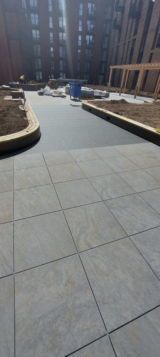 Work at Birmingham on the Student Accommodation is nearing completion, the porcelain paving and aluminium decking is looking superb - great work team.