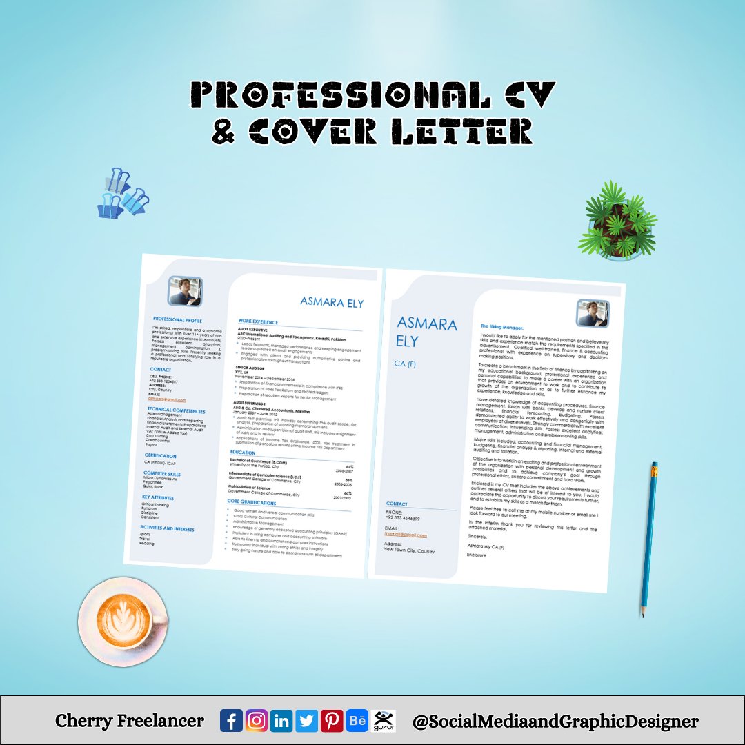 CheryFreelancer's tweet image. Let me showcase your skills and experience in the best light possible

#cherryfreelancer #creatingtheidentity #coverletters #CV #cvwriting #cvreview #coverletterdesign #resumeservices #resumebuilder #resumetemplate #resumewritingtip #freelancerwriter #cvwritingservices #moderncv