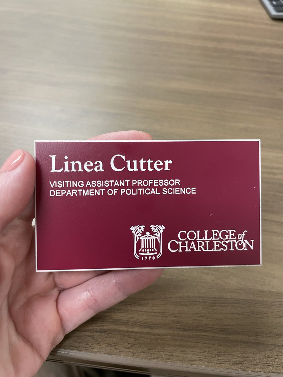 Lineaflower's tweet photo. I am excited to join the Department of Political Science @CofC as a Visiting Assistant Professor this fall. https://t.co/h3UdlLPsXH