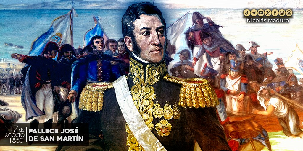 Los pueblos de Nuestra América recuerdan al General argentino José de San Martín, quien partió físicamente hace 173 años, hombre de grandes virtudes que dedicó su vida a la búsqueda de la justicia social, la liberación del ser humano y la unión de la Patria Grande.