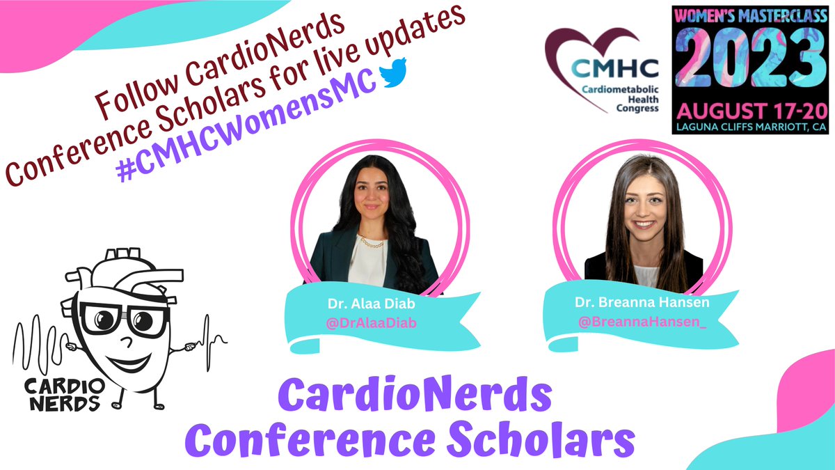 🔥It's time!!! 💃❤️ Follow @CardioNerds Conference Scholars @DrAlaaDiab & @BreannaHansen_ to keep up with #CMHCWomensMC‼️ @ErinMichos @PamTaubMD