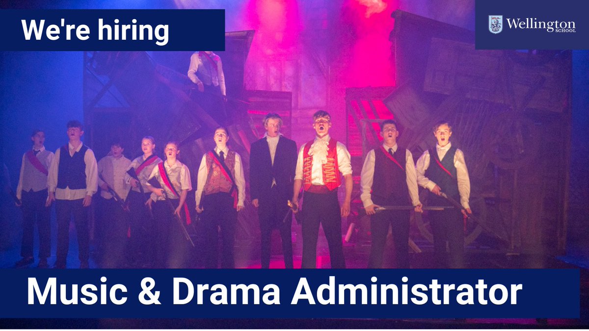 Wellington School is seeking to recruit a new Music & Drama Administrator from September 2023 to support all aspects of the of the music and drama department’s work. See our website for information 🎶🎭tinyurl.com/4f7k8rj9 #excellence #loveoflearning #outstandingrelationships