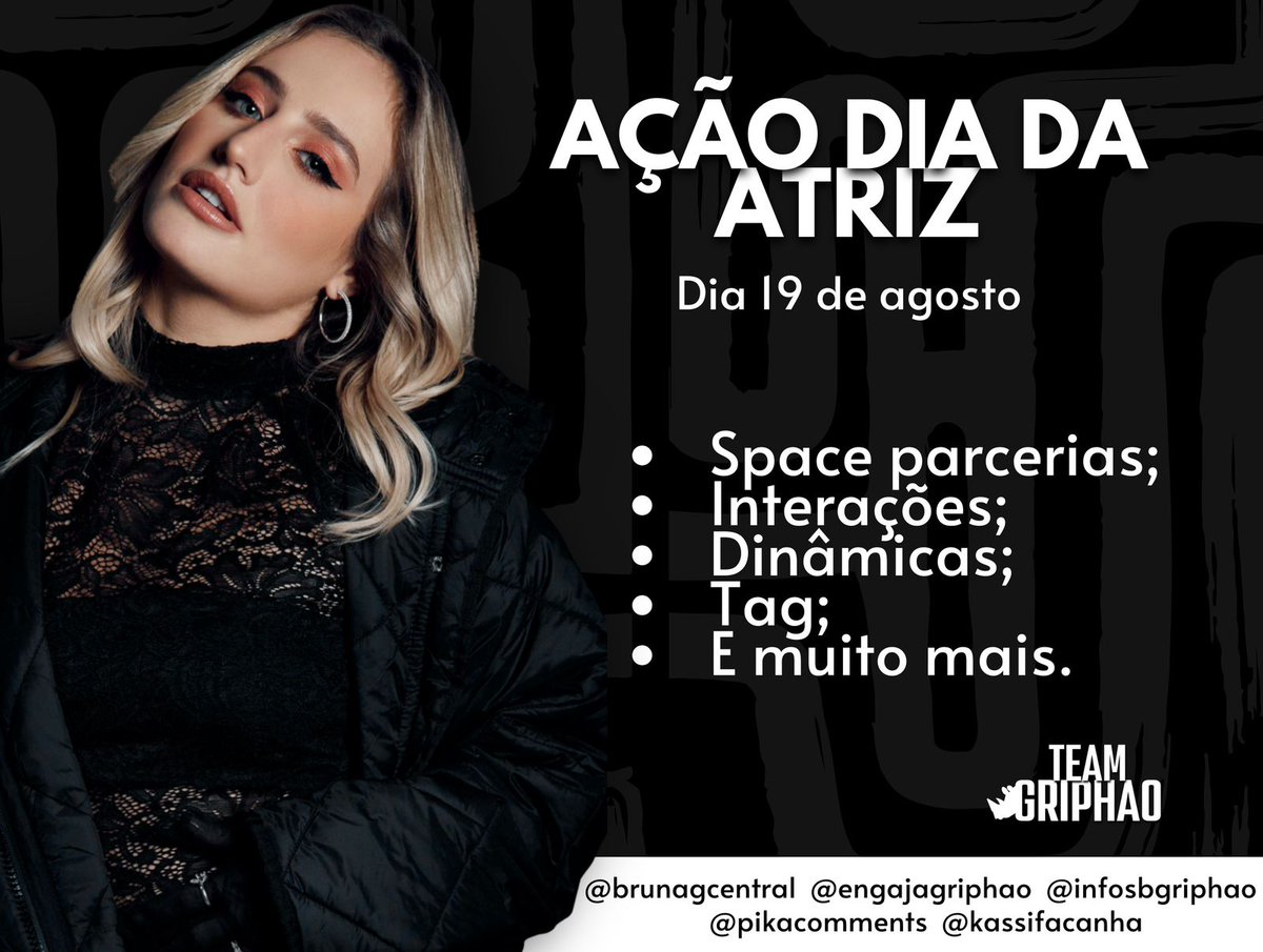 kassipikas's tweet photo. 🦏 | Dia do Ator - 19 de agosto!

Venha participar das nossas dinâmicas especiais para celebrar o Dia Nacional do Ator e da Atriz e homenagear a talentosa Bruna Griphao, que brilha nas telinhas e nos encanta mais a cada personagem. 

#TeamGriphao #BrunaGriphao https://t.co/nIZ79JX4mR