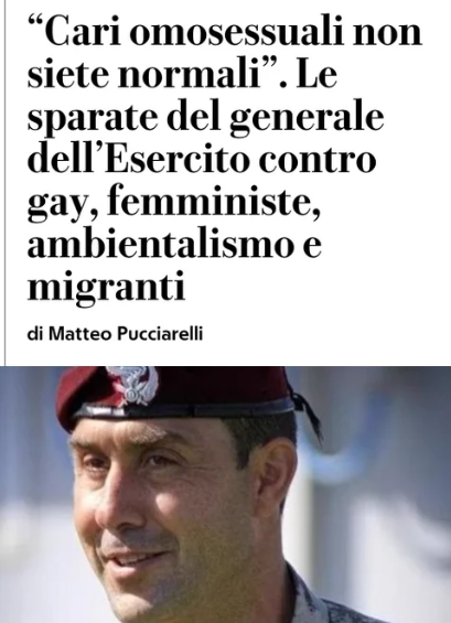 Siciliano741's tweet photo. Alucinanti dichiarazioni del generale della Folgore #Vannacci contro gay,femministe,ambientalismo e migranti.
LICENZIAMENTO IMMEDIATO.
E osservo che dopo anni dal caso #Scieri ancora una volta la Folgore  protagonista in negativo
Questo corpo va sciolto.
#17agosto https://t.co/g2R8z7g6WJ