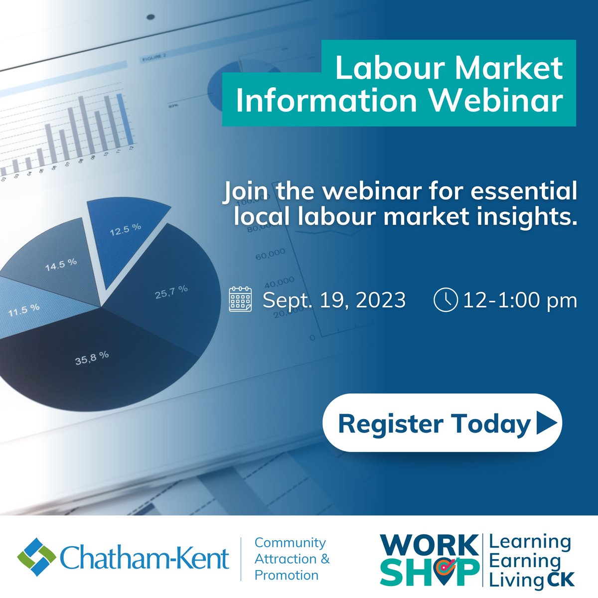 📢 Calling all employers in Chatham-Kent! 🌟
 
Join us on Sept 19 from 12-1 pm for a webinar that will provide insights into CK’s labour market.
 
To register, sign up at lnkd.in/g7kygzS8
 
#ChathamKentEmployers #LaborMarketInsights #BusinessSuccess  #ChathamKent