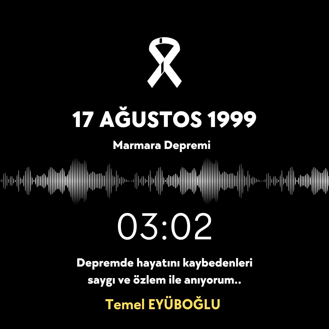 17 Ağustos 1999 Marmara Depremi’nin 24. yılında, kaybettiğimiz vatandaşlarımızı rahmetle anıyor, geride kalan acılı ailelerimize sabırlar diliyorum. 

Böyle bir acının ülkemizde ve dünyada bir daha yaşanmamasını temenni ediyorum.
#17Agustos1999 
#MarmaraDepremi