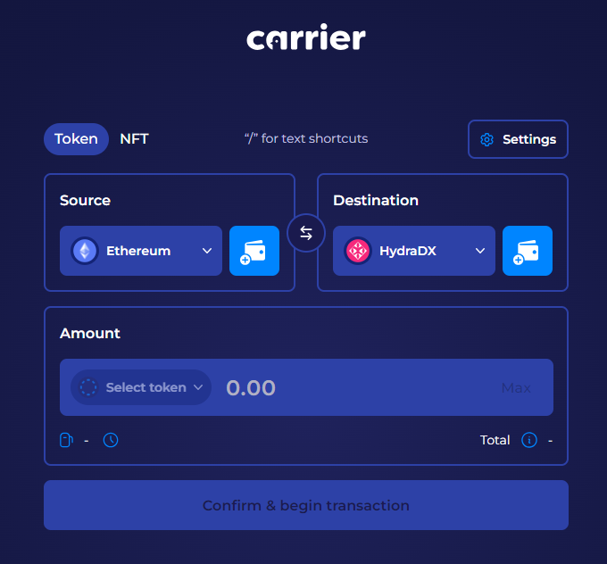 3/ Now, <a href="/hydra_dx/">Hydration</a> users can bring in crypto liquidity from ecosystems like Ethereum, Solana, Polygon, or Avalanche (without needing to create a Moonbeam account or interact with Moonbeam directly) through a simple interface provided by <a href="/0xcarrier/">Carrier</a>.