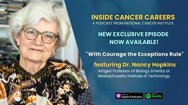 Thank you Dr. Nancy Hopkins of @MIT for sharing your passion for science & your courage to make change on our #podcast Inside Cancer Careers and thank you @kzernike for writing a fascinating book about this story - a gripping read! bit.ly/43NXeCE