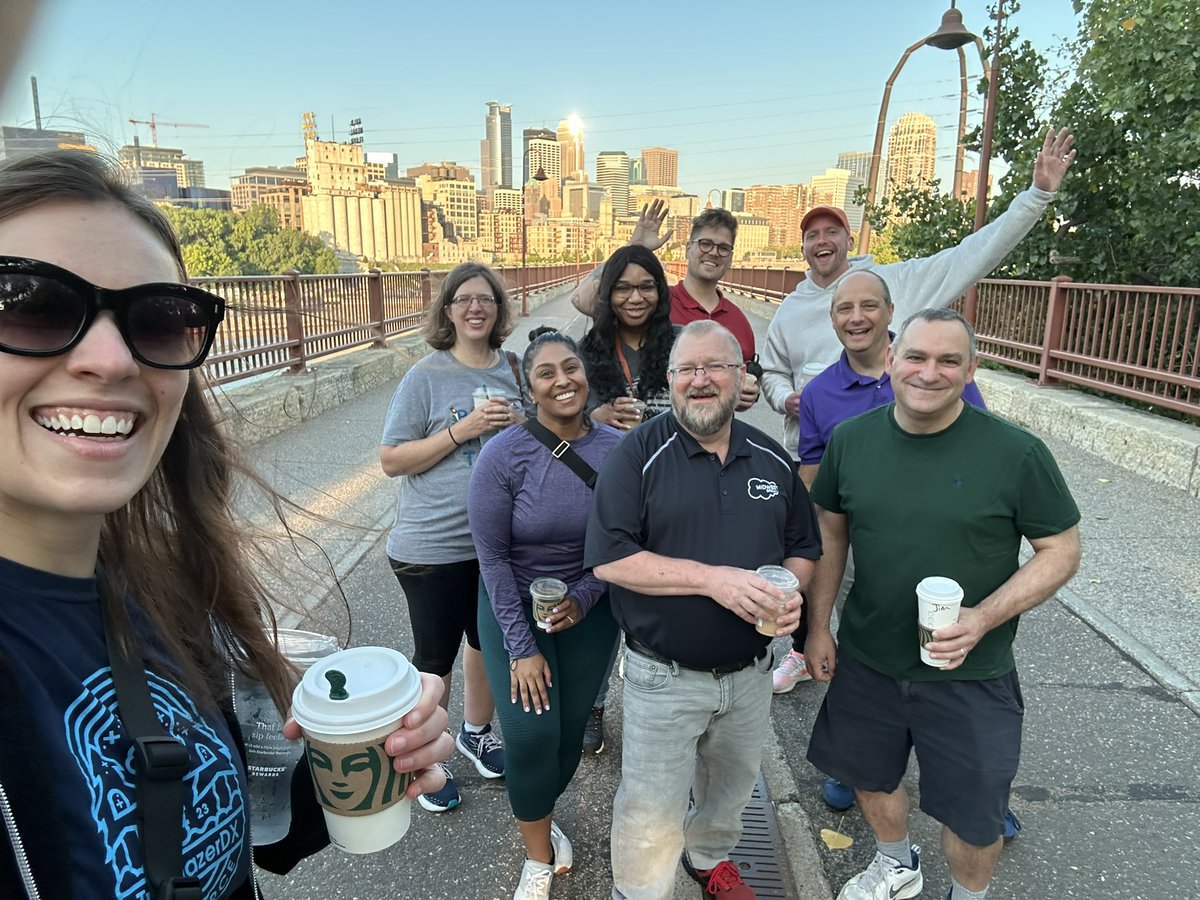 Talk about a #tbt - #MWD23 and our stone arch bridge walking crew has doubled!!! Missing @SFTonyN, Natalie, and Jeb 🫶🏼